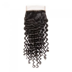 4" x 4" Deep Curly Free Parted Indian Hair Lace Closure 10-20 Inches