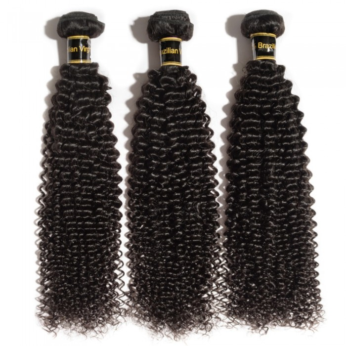 10-30 Inch Kinky Curly Virgin Brazilian Hair #1B Natural Black - Image 2