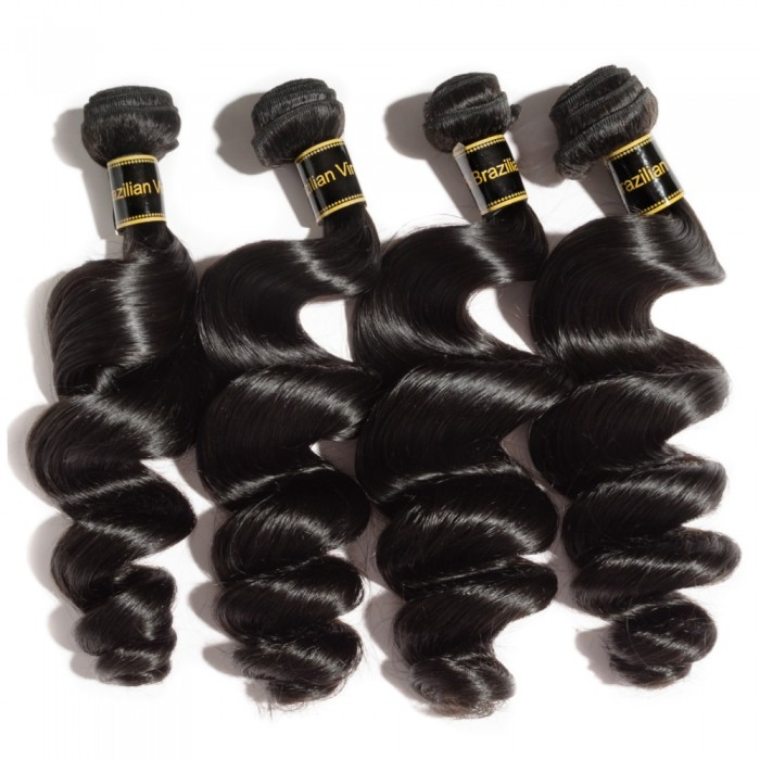 10-30 Inch Loose Wavy Virgin Brazilian Hair #1B Natural Black - Image 2